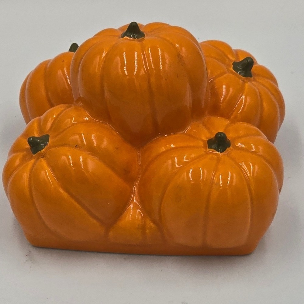 Bath & Body Works Stacked Pumpkin Patch 3-Wick Candle Holder Pedestal Ceramic